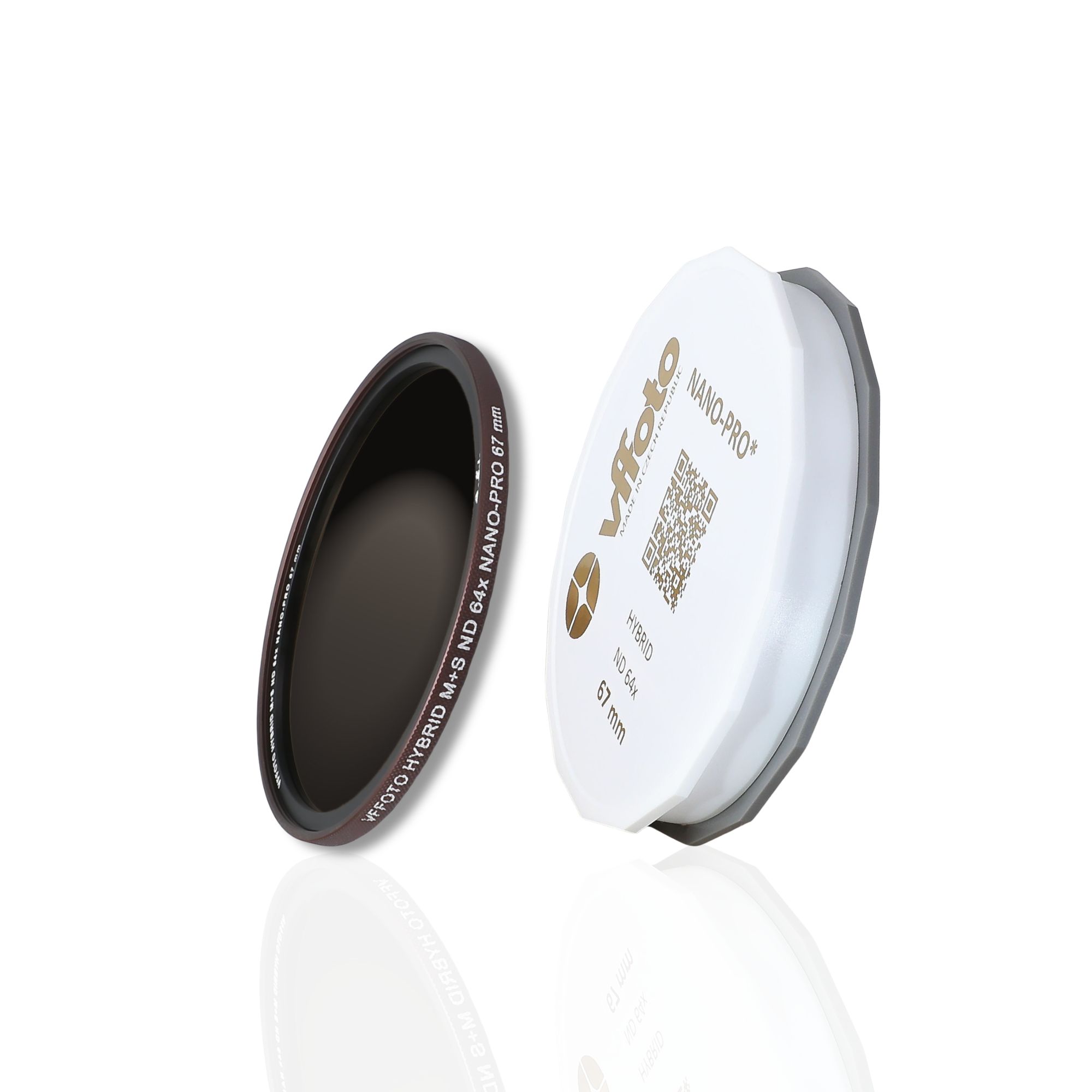 Obsah balení hybridního ND filtru VFFOTO NANO-PRO 64× 77 mm