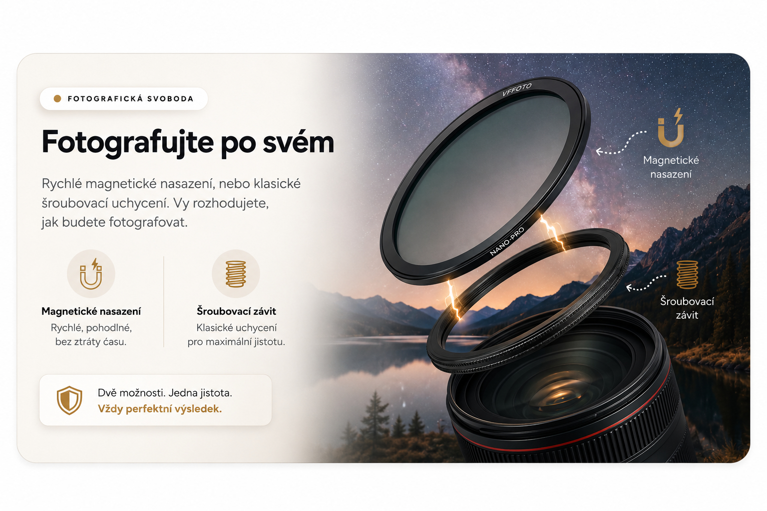 Fotografujte po svém - magnetické i šroubovací uchycení filtru VFFOTO